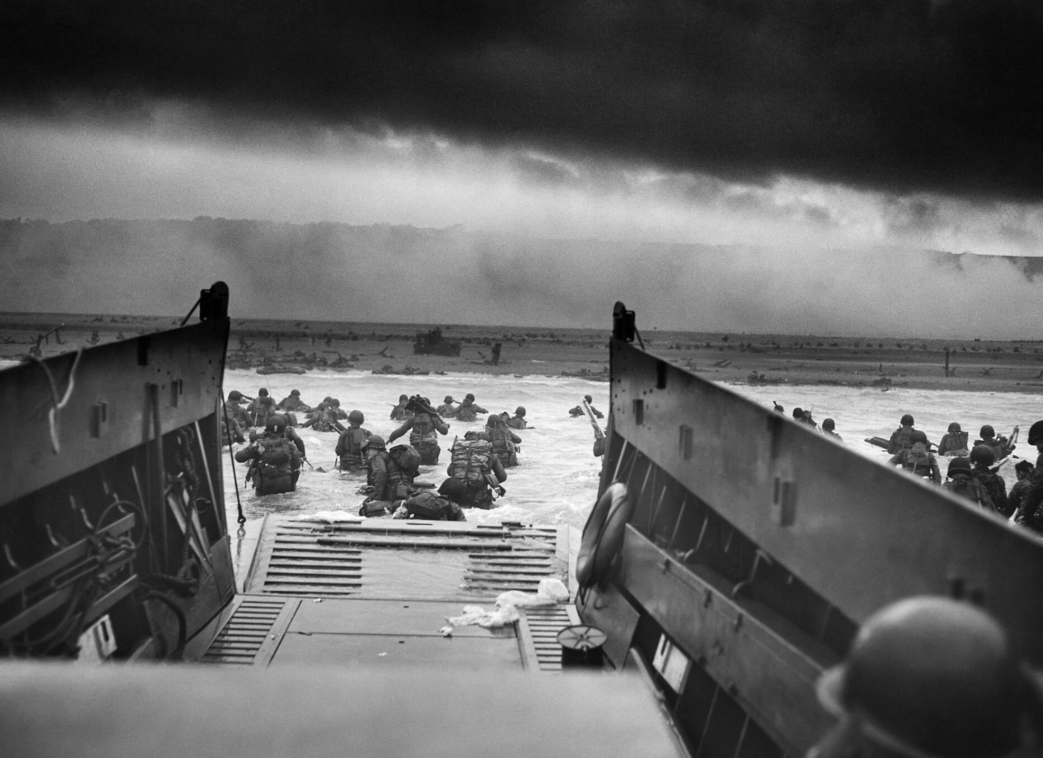 Storming Omaha from the landing craft. 